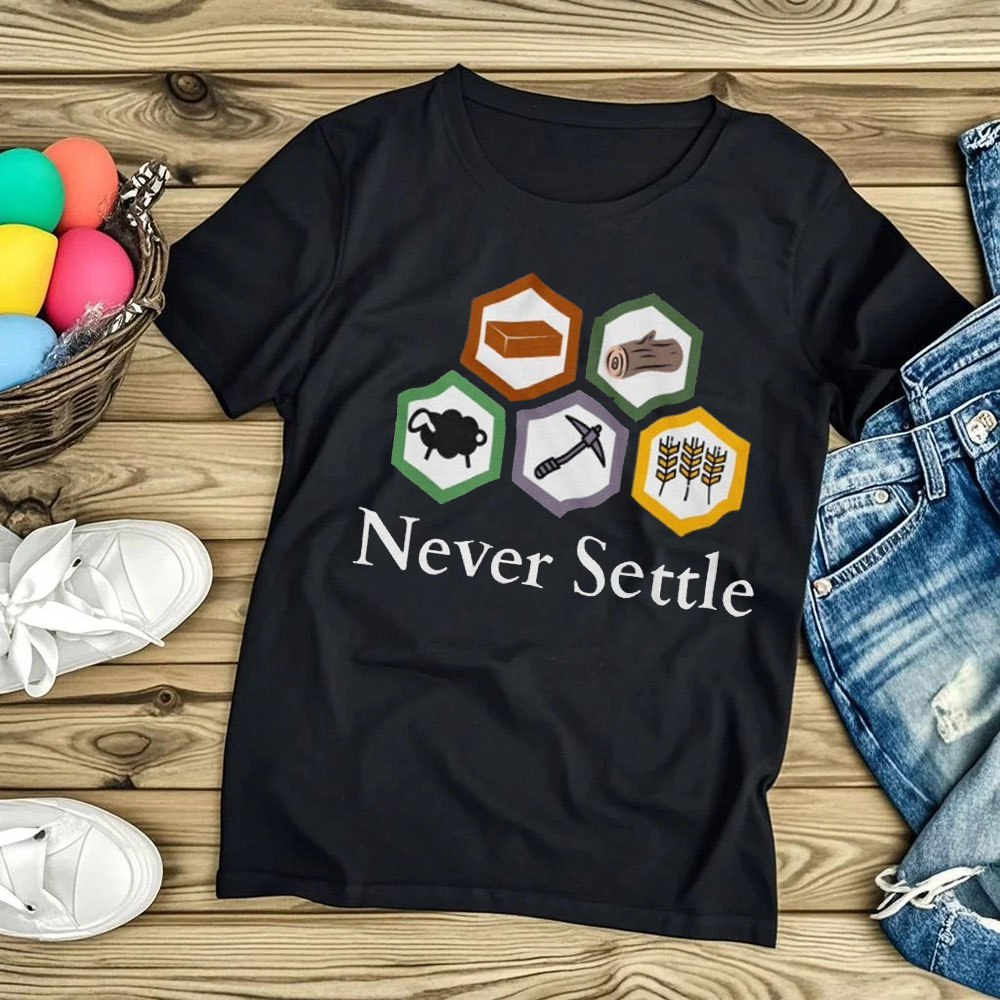 Board Game Catan - Camiseta Never Settle Catan Vintage Settlers